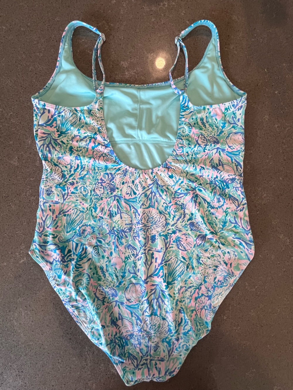 Lilly Pulitzer Seafoam, Pink & Blue Floral One-Piece Swimsuit - Picture 2 of 3